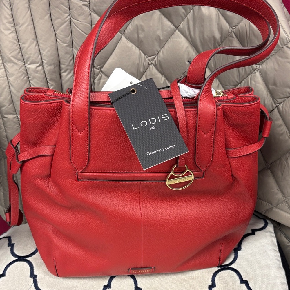 Lodis Vibrant Red Leather Tote- NWT